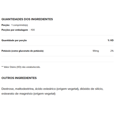 Potassium Gluconate 99mg, 100 Cápsulas, GNC