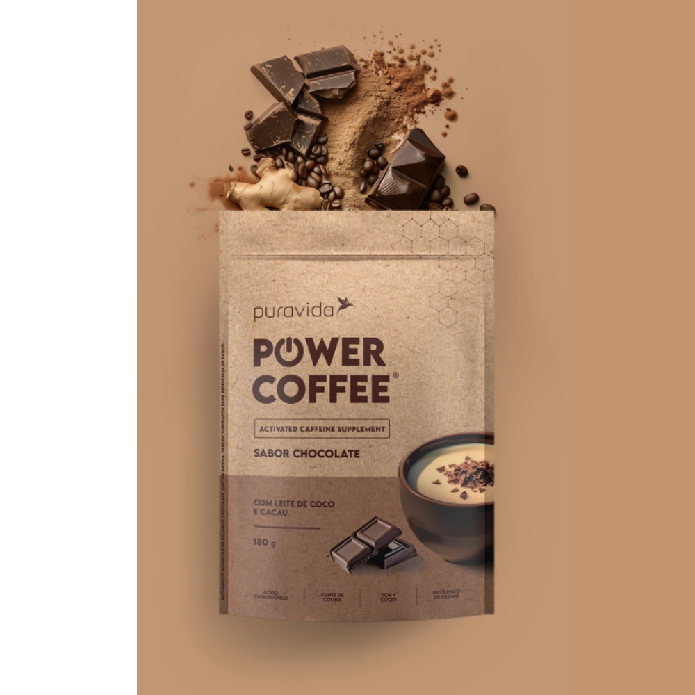 Power Coffee Suplemento de Cafeína Ativada Sabores, 180g-Puravida