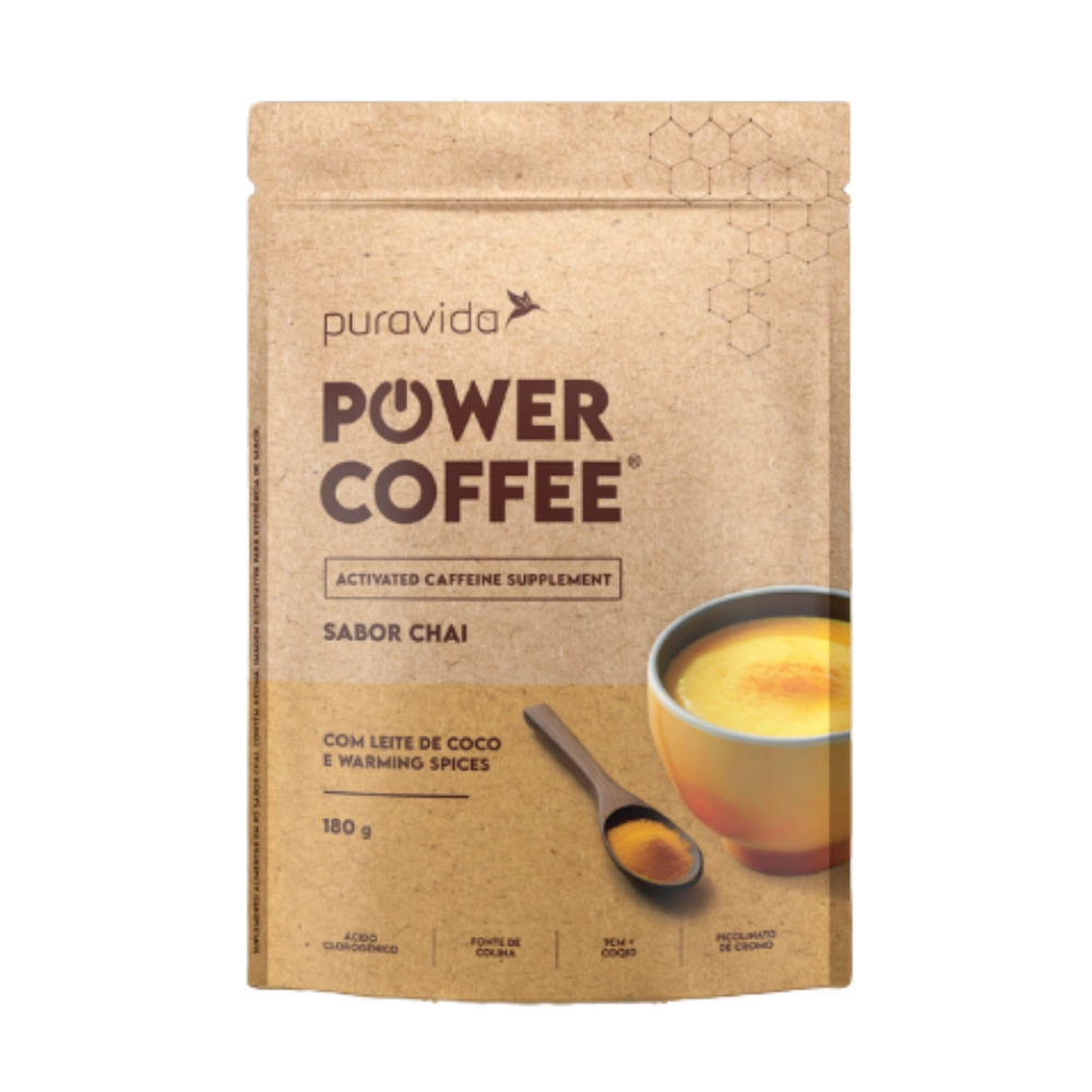 Power Coffee Suplemento de Cafeína Ativada Sabores, 180g-Puravida