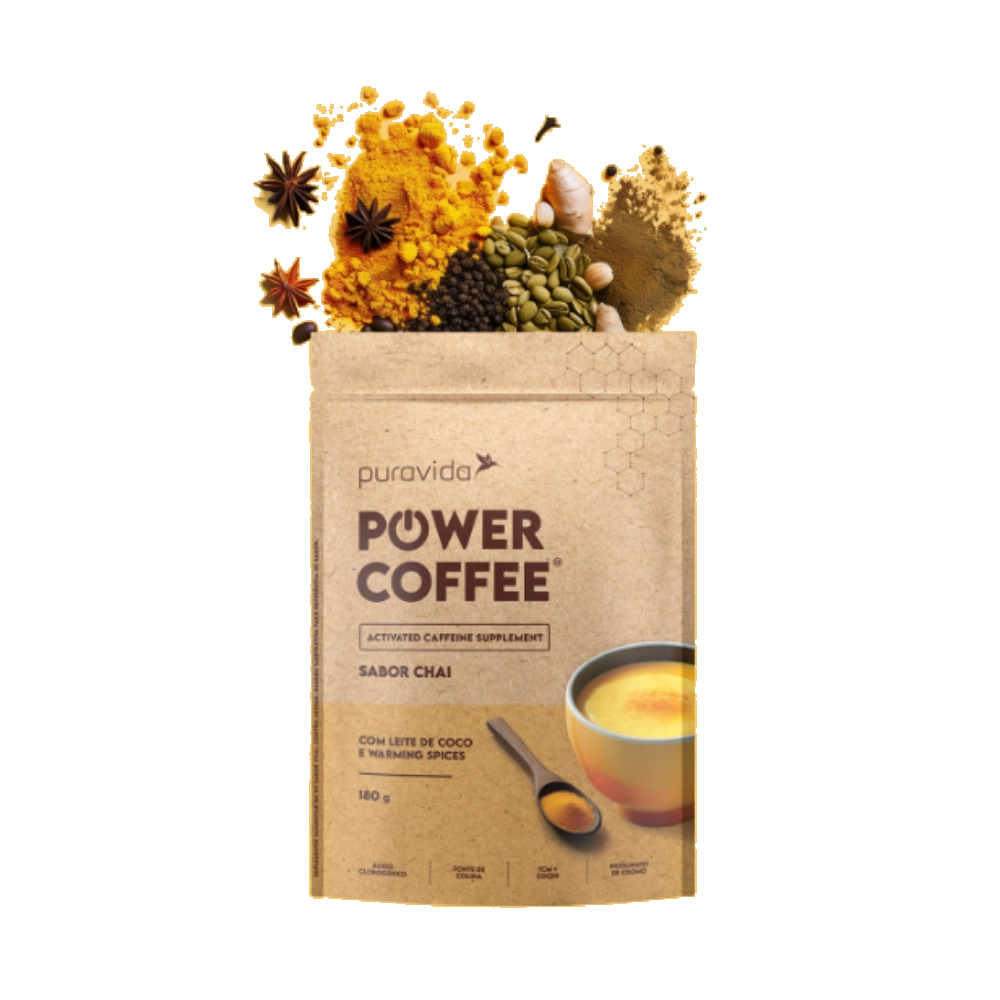 Power Coffee Suplemento de Cafeína Ativada Sabores, 180g-Puravida