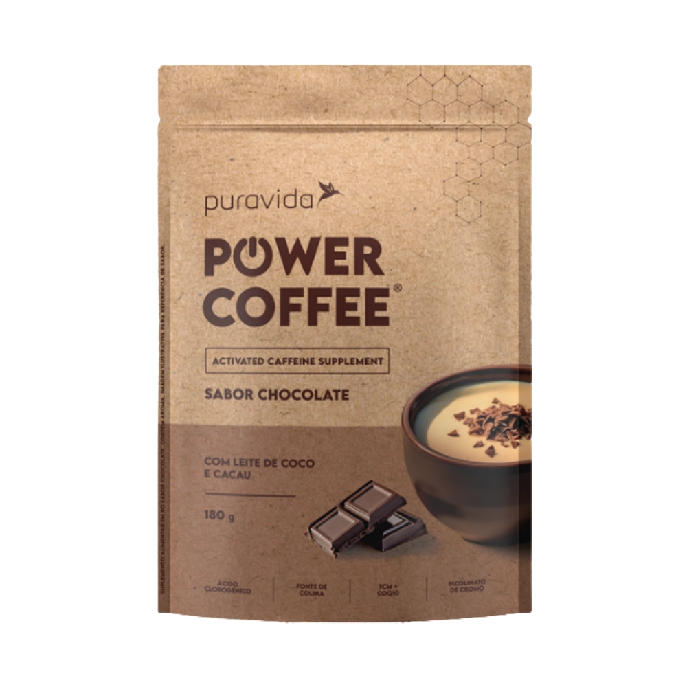 Power Coffee Suplemento de Cafeína Ativada Sabores, 180g-Puravida