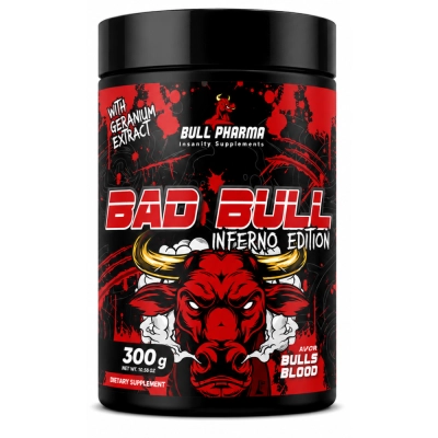 Pré Treino Bad Bull Inferno Edition, 300g Sabor Bulls Blood, Bull Pharma