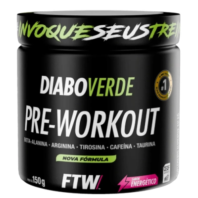 Pré Treino, Diabo Verde Pre-Workout, 150g Sabores, FTW