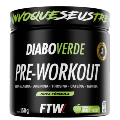 Pré Treino, Diabo Verde Pre-Workout, 150g Sabores, FTW
