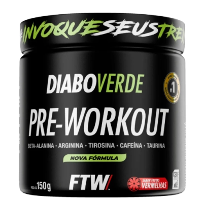 Pré Treino, Diabo Verde Pre-Workout, 150g Sabores, FTW