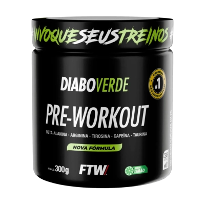 Pré Treino, Diabo Verde Pre-Workout, 150g Sabores, FTW