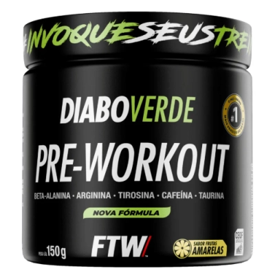 Pré Treino, Diabo Verde Pre-Workout, 150g Sabores, FTW
