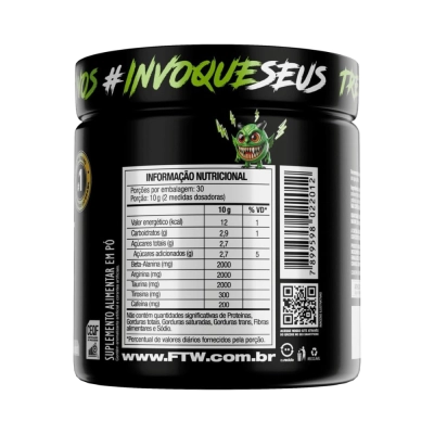 Pré Treino, Diabo Verde Pre-Workout, 300g Sabores, FTW