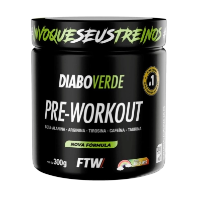 Pré Treino, Diabo Verde Pre-Workout, 300g Sabores, FTW