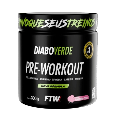 Pré Treino, Diabo Verde Pre-Workout, 300g Sabores, FTW