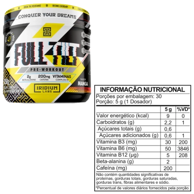 Pré-Treino Full Tilt, Sabores, 150g - Iridium Labs