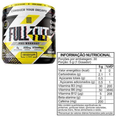 Pré-Treino Full Tilt, Sabores, 150g - Iridium Labs