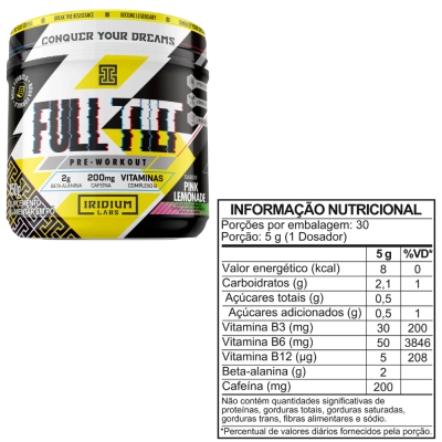 Pré-Treino Full Tilt, Sabores, 150g - Iridium Labs