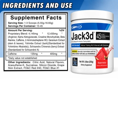 Pré-Treino Jack3d, 250g Sabor Watermelon, Hi-Tech Pharma