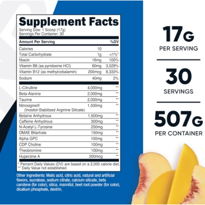 Pre Treino Pre-X Xtreme, 507g Sabor Pêssego e Manga, Nutricost