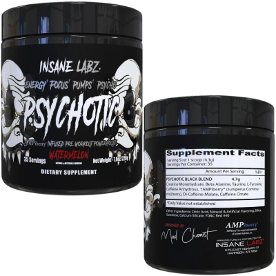 Pré Treino Psychotic Black, Sabores, 220g, Insane Labz