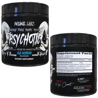 Pré Treino Psychotic Black, Sabores, 220g, Insane Labz