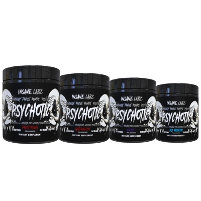 Pré Treino Psychotic Black, Sabores, 220g, Insane Labz