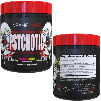 Pre Treino Psychotic Red, Sabores, Insane Labz