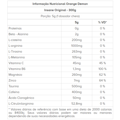Pré Treino, Sabores, Insane Original 300g - Demons Lab
