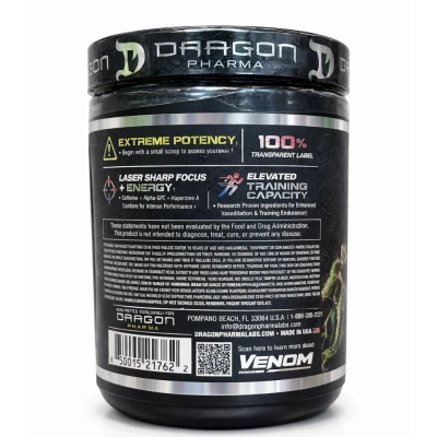 Pré-Treino Venom, 196g, Sabor Bomb Pop, Dragon Pharma