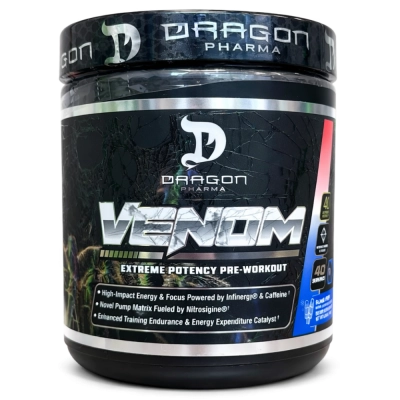 Pré-Treino Venom, 196g, Sabor Bomb Pop, Dragon Pharma