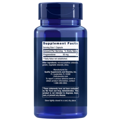 Pregnenolone, 50mg, 100 cápsulas, Life Extension
