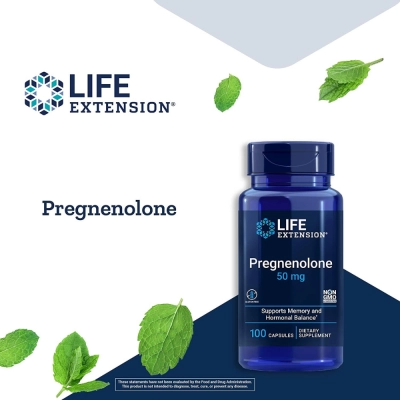 Pregnenolone, 50mg, 100 cápsulas, Life Extension