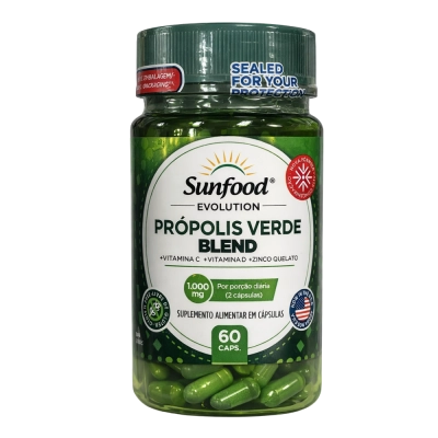 Própolis Verde Blend, 1000mg, 60 Cápsulas, Sunfood