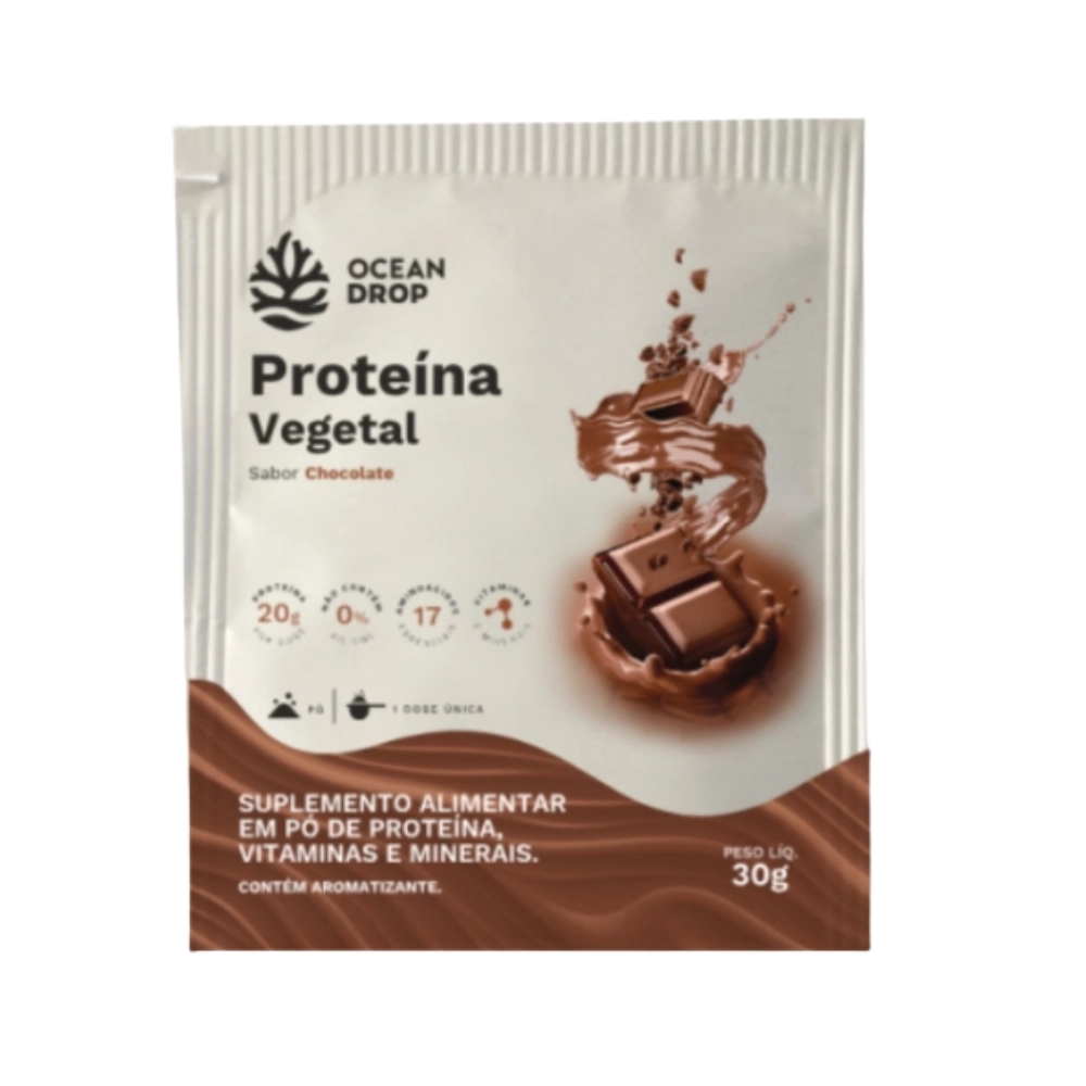 Proteína Vegetal, Caixa com 15 Saches, 30g cada, Sabores, Ocean Drop