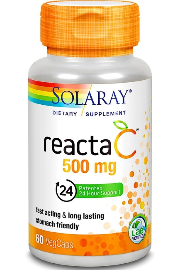 Reacta-C, 500mg, Indole-3-Carbinol  e Vitamina C, 60 VegCaps, Solaray