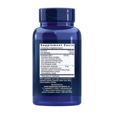Resveratrol Otimizado, com Quercetina  250mg, 60 Cápsulas, Life Extension