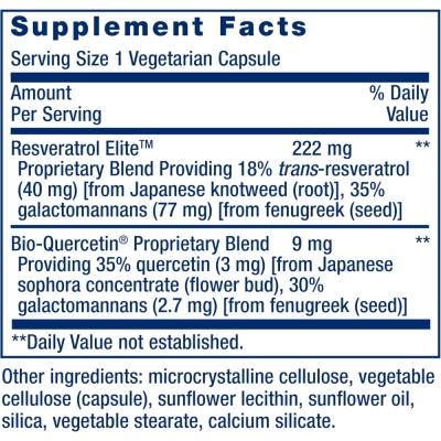 Resveratrol Otimizado, com Quercetina  250mg, 60 Cápsulas, Life Extension