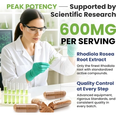 Rhodiola Rosea 600mg com 3% Salidrosídeos 1% Rosavinas, 120 Cápsulas, Totaria Health