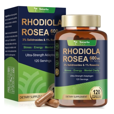 Rhodiola Rosea 600mg com 3% Salidrosídeos 1% Rosavinas, 120 Cápsulas, Totaria Health
