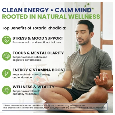Rhodiola Rosea 600mg com 3% Salidrosídeos 1% Rosavinas, 120 Cápsulas, Totaria Health