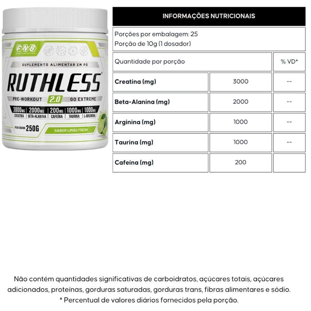 Ruthless 2.0 Pré Treino 250g - FNB Sports
