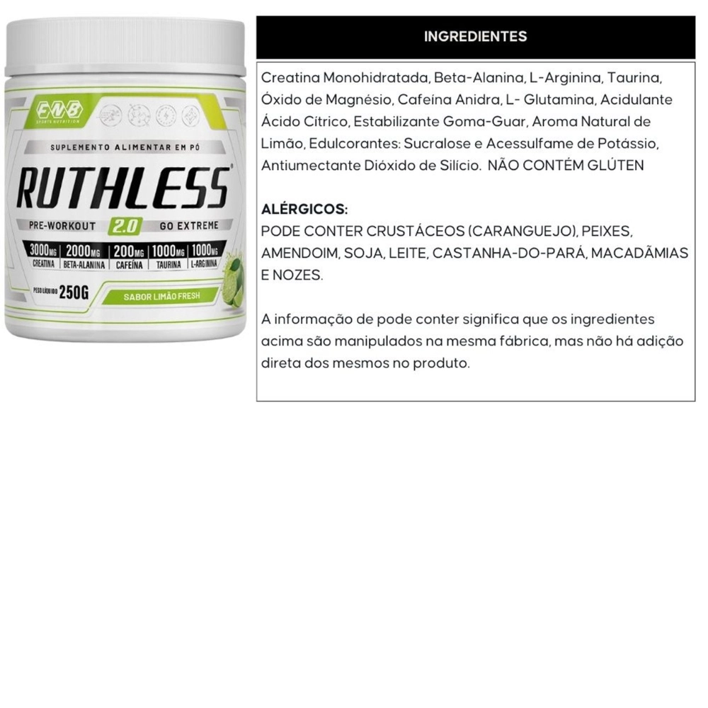 Ruthless 2.0 Pré Treino 250g - FNB Sports