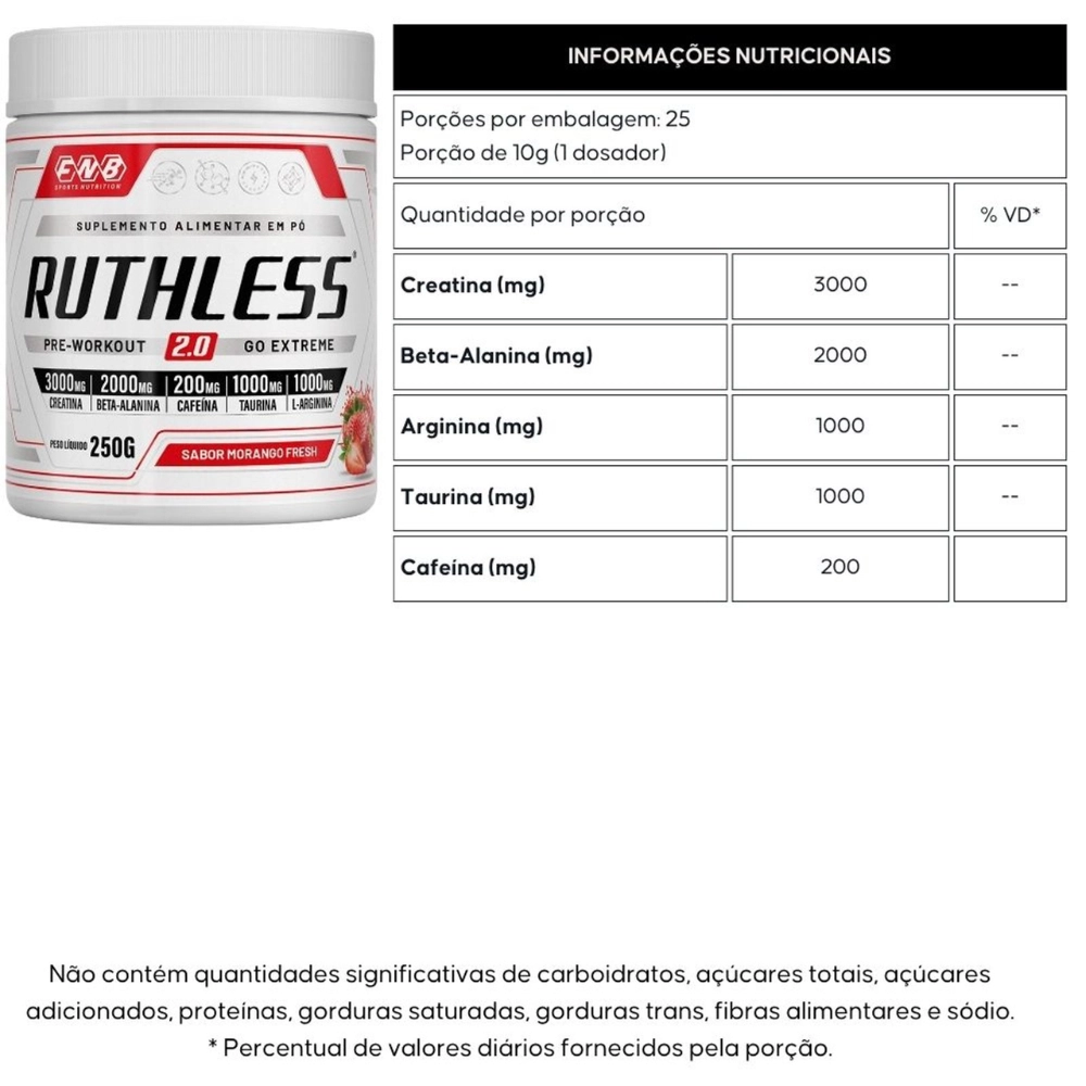 Ruthless 2.0 Pré Treino 250g - FNB Sports