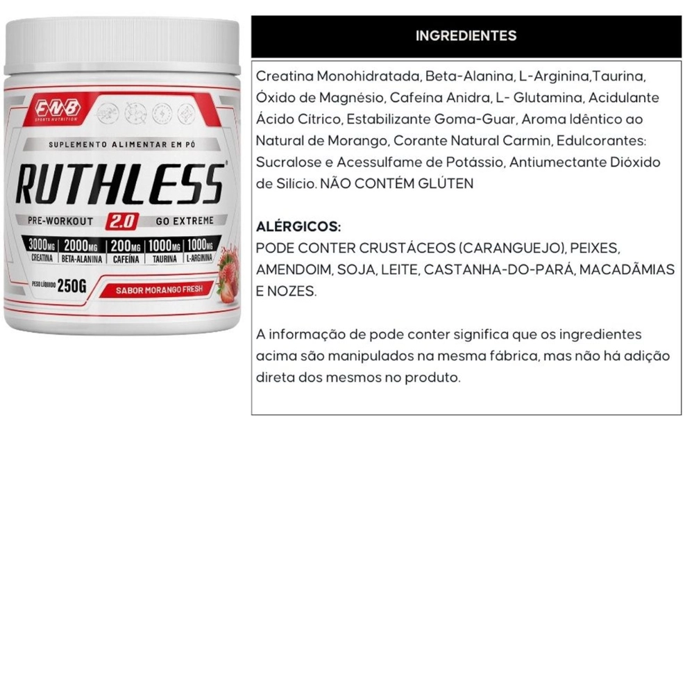 Ruthless 2.0 Pré Treino 250g - FNB Sports