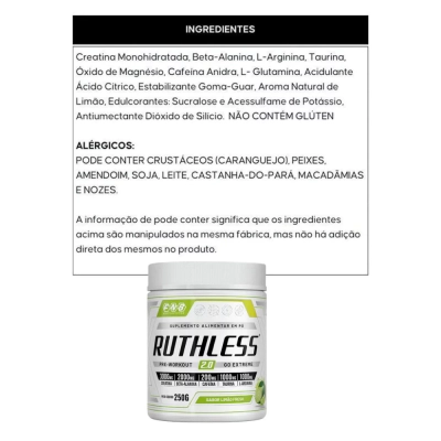 Ruthless 2.0 Pré Treino 250g, Sabores, FNB Sports
