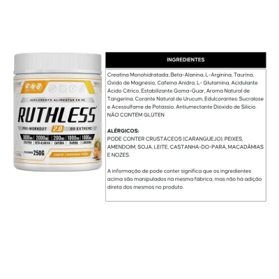 Ruthless 2.0 Pré Treino 250g, Sabores, FNB Sports