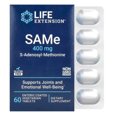 SAMe, S-Adenosil-Metionina 400mg, Comprimidos Opções, Life Extension