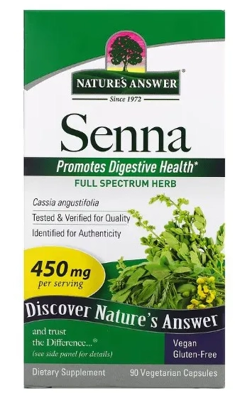 Senna, 450mg, 90 Cápsulas, Nature's Answer