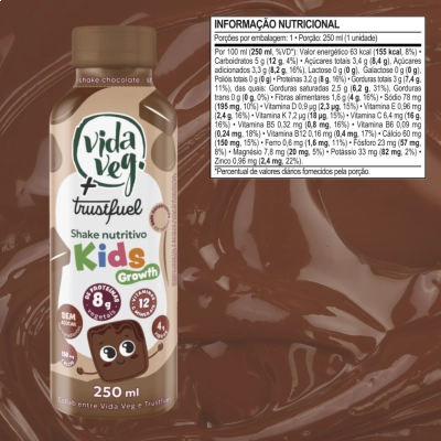 Shake Kids Growth, Vida Veg Sabores, 3 Unidades 250Ml Cada - Trustfuel  