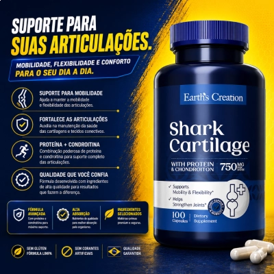 Shark Cartilage 750mg, 100 Cápsulas, Earth's Creation