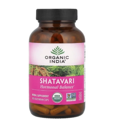 Shatavari Orgânico, Equilíbrio Hormonal Feminino, TPM e Bem-Estar, 180 Cápsulas, Organic India