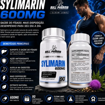 Silymarin 600mg, 90 Comprimidos, Bull Pharma
