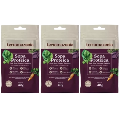 Sopa Proteica Cará-roxo, 3 Unidades, Sachê 40g Cada, Terramazonia
