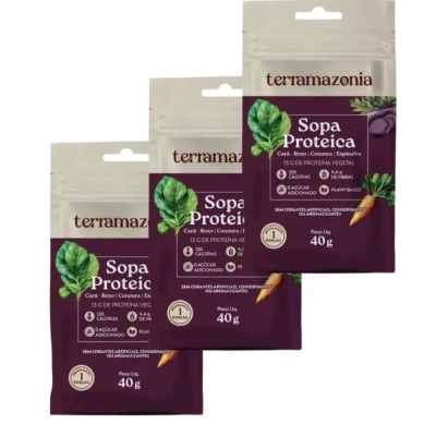 Sopa Proteica Cará-roxo, 3 Unidades, Sachê 40g Cada, Terramazonia